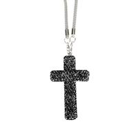 Cross Car Rearview Mirror Ornament, Shiny Rhinestones Cross Pendant Rearview Mirror Hanging Charms for Auto Interior Decor Christian Car Decoration Accessories (Black)