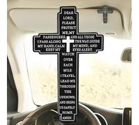 Cross Car Sun Visor Clip - 2PCS Faith Driver Prayer for Safety, Matte Black Religious Auto Visor Clip Guard for Passenger Protection, Christian Gift for Thanksgiving, Christmas Easter Car Accessories