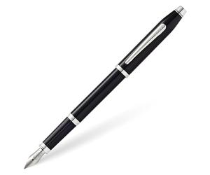 Cross Century Ii Black-Chrome Plated and Chrome Medium Nib Fountain Pen