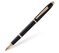 Cross Century II Black Lacquer Fountain Pen with 23KT Gold-Plated Appointments and 23KT Gold-Plated Medium Nib