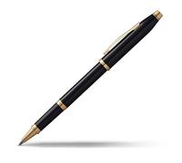 CROSS Century II Black Lacquer Rollerball Pen with 23CT Gold-Plated Appointments incl. Luxury Gift Box - Refillable Rolling Ball Pen