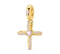 Cross Charms for Bracelets, Sterling Silver Charms for Pandora Bracelets, Hangle Pendant & Beads Charm for DIY Jewellery, Sterling Silver