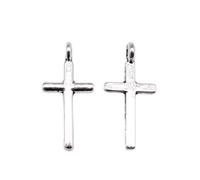 Cross Charms For Craft Hobbyists, 16x8mm, Antique Silver Color, 40 Pieces