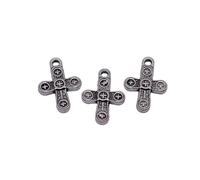 Cross Charms For Home Handcraft Projects, 14x10mm, Antique Silver Color, 40 Pieces
