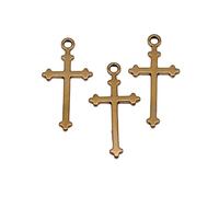 Cross Charms For Wind Chime Pendants, 28x13mm, Antique Gold Color, 40 Pieces