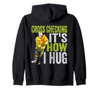 Cross Checking It's How I Hug Funny hockey Player Kids Tee Zip Hoodie