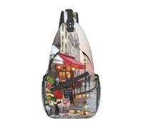 Cross chest bag diagonally Oil Painting Paris Street Scene Eiffel Tower Prints Suitable For Men And Women outdoor hiking Daily travel Long and short trips