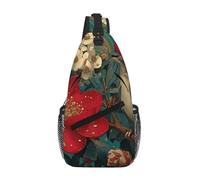Cross Chest Bag Durable Polyester Material with Unique Bird On A Branch Print for Commuting and Travel Wearing