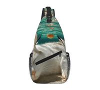 Cross Chest Bag Durable Polyester Material with Unique Cat Sleeping Underwater Print for Commuting and Travel Wearing