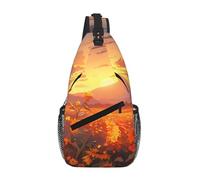 Cross Chest Bag Durable Polyester Material with Unique Yellow sunflowers at sunset Print for Commuting and Travel Wearing