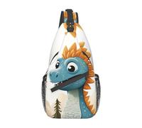 Cross Chest Bag for Women Men Crossbody Bag Small Sling Bag Astronaut with Broken Aircraft Sling Backpack for Travel Hiking, Cartoon Dinosaur, One Size, Daypack Backpacks