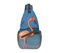 Cross Chest Bag for Women Men Crossbody Bag Small Sling Bag Beach House Sling Backpack for Travel Hiking Sports, Beach Flamingo, One Size