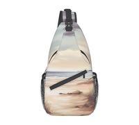 Cross Chest Bag for Women Men Crossbody Bag Small Sling Bag Beach Sunset Sea Waves Sling Backpack for Travel Hiking Sports, Beach Landscape, One Size