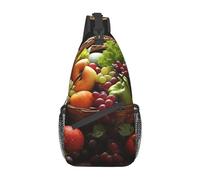 Cross Chest Bag for Women Men Crossbody Bag Small Sling Bag Cool Dragon Sling Backpack for Travel Hiking Sports, Colorful Vegetables and Fruit, One Size, Daypack Backpacks