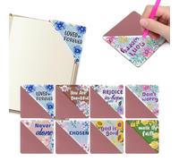 Cross Christian Diamond Art Bookmarks - 8 Pcs Bible Verse Triangle 5D Diamond Painting Art Corner Bookmark Crystal Art Religious Page Marks for Reading Lover Kids Adult Book Decor DIY Crafts Gift
