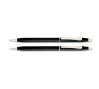 CROSS Classic Century Classic Black Pen and Pencil Set with 23CT Gold-Plated Appointments incl. Premium Gift Box - Refillable Medium Ballpen & 0.7 mm Pencil