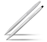 CROSS Classic Century Lustrous Chrome Pen and Pencil Set incl. Premium Gift Box - Refillable Medium Ballpen & 0.7 mm Pencil
