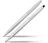 CROSS Classic Century Lustrous Chrome Pen and Pencil Set incl. Premium Gift Box - Refillable Medium Ballpen & 0.7 mm Pencil