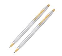 Cross Classic Century Refillable Medium Ballpoint Pen And 0.7mm Pencil Set Includes Premium Gift Box - Medalist Chrome