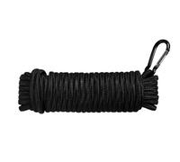 CROSS COUNTRY 9mm Multi-Purpose Rope 15m with Carabiner - Braided Polypropylene Cord, for Camping, DIY, Outdoor, Household & Garden Use (Black)