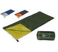CROSS COUNTRY Envelope Sleeping Bag for Adults & Kids, Warm & Lightweight, for Camping, Hiking, Festivals, 180x75cm (71x29.5 in) 200GSM, Full Length Zipper, Green