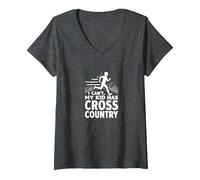 Cross Country Mom: I Can't My Kid Has Cross Country V-Neck T-Shirt, Women, Dark Heather Grey, XL