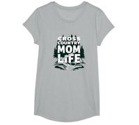 Cross Country Mom Life Proud Parent Runner Trail Forest T-Shirt, Girls, Heather Grey, Small