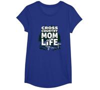 Cross Country Mom Life Proud Parent Runner Trail Forest T-Shirt, Girls, Royal Blue, XS