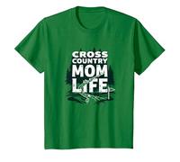 Cross Country Mom Life Proud Parent Runner Trail Forest T-Shirt, Kids, Kelly Green, 10 Years
