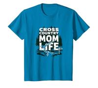 Cross Country Mom Life Proud Parent Runner Trail Forest T-Shirt, Kids, Sapphire, 8 Years