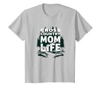 Cross Country Mom Life Proud Parent Runner Trail Forest T-Shirt, Kids, Silver, 12 Years