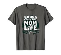 Cross Country Mom Life Proud Parent Runner Trail Forest T-Shirt, Men, Asphalt, M