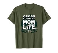Cross Country Mom Life Proud Parent Runner Trail Forest T-Shirt, Men, Olive, XL