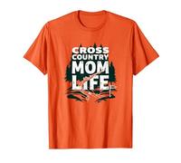 Cross Country Mom Life Proud Parent Runner Trail Forest T-Shirt, Men, Orange, M