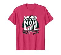 Cross Country Mom Life Proud Parent Runner Trail Forest T-Shirt, Men, Red Heather, M