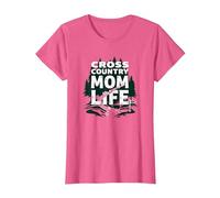 Cross Country Mom Life Proud Parent Runner Trail Forest T-Shirt, Women, Pink Heather, 3XL