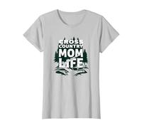 Cross Country Mom Life Proud Parent Runner Trail Forest T-Shirt, Women, Silver, S