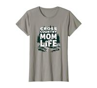 Cross Country Mom Life Proud Parent Runner Trail Forest T-Shirt, Women, Slate, 3XL