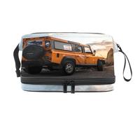 Cross Country Wrangler Double Layer Cosmetic Bag for Women and Girls, Travel Toiletry Bag Makeup Handy Pouch Organiser Bag with Brush Compartment