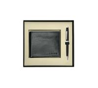 Cross Coventry Black Lacquer Ballpoint Pen & Leather Wallet Gift Set for Unisex - Premium, Corporate & Personal Gift Combo
