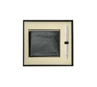 Cross Coventry Chrome Ball Point Pen & Leather Wallet Gift Set for Unisex - Premium, Corporate & Personal Gift Combo