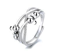 Cross Criss Rotating Beads Spinner Fidget Ring for Women Girls Anxiety Rotate Freely Inspirations Jewelry Stress Relieving Calming Worry Meditation Open Adjustable Dainty Birthday Fashion Jewelry Gift