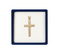 Cross+Crown Premium 14K Gold Crucifix Necklace for Men and Women, Durable Double Bonded 14K Yellow Gold Crucifix Anti-Tarnish Real Cross Pendant with Premium Jewelry Box Made in USA
