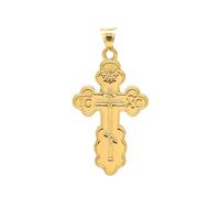 Cross+Crown Premium 14K Yellow Gold Orthodox Cross Pendant, Durable Double-Bonded 14K Pendant for Necklace, Women & Mens Gold Cross for Chain, Handcrafted Religious Jewelry in the USA with Premium