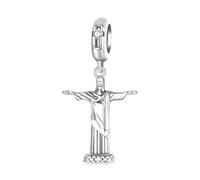 Cross Crucifix Dangle Charm Christ The Redeemer Religious Jesus God Genuine 925 Sterling Silver Compatible With Pandora Bracelet