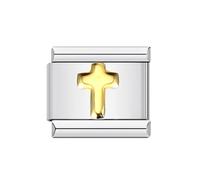 Cross Crucifix Heart Star Butterfly Ying Yang Dolphin King Queen Peace Silver Gold 9mm Italian Link Charm Compatible With Nomination Bracelet Mum Mom Mother Daughter (Cross Gold)