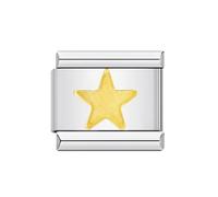 Cross Crucifix Heart Star Butterfly Ying Yang Dolphin King Queen Peace Silver Gold 9mm Italian Link Charm Compatible With Nomination Bracelet Mum Mom Mother Daughter (Gold Star)