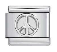 Cross Crucifix Heart Star Butterfly Ying Yang Dolphin King Queen Peace Silver Gold 9mm Italian Link Charm Compatible With Nomination Bracelet Mum Mom Mother Daughter (Peace Sign)