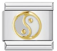 Cross Crucifix Heart Star Butterfly Ying Yang Dolphin King Queen Peace Silver Gold 9mm Italian Link Charm Compatible With Nomination Bracelet Mum Mom Mother Daughter (Two Tone Ying Yang)