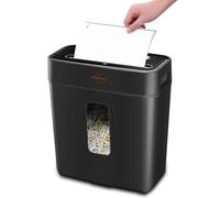 Cross-Cut Shredder, Heavy Duty 6 Sheet Shreds Paper/Card/Staple/Clip Paper Shredder for Home Office (Matte Black)